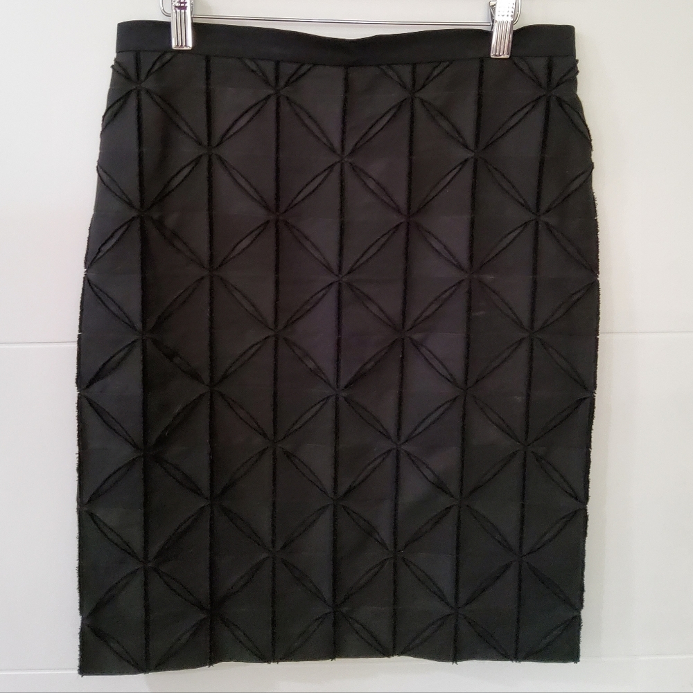 Max Mara Black Cut-Out Geometric Pencil Skirt Size 10